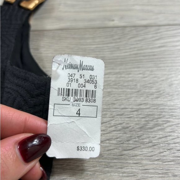 Kay Unger Black Gold Hardware Cocktail Holiday Party Dress - Picture 10 of 15